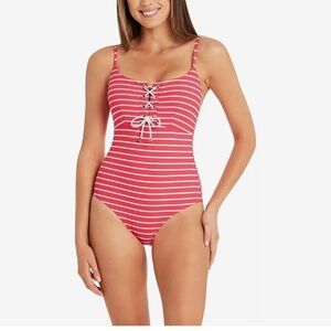 NWT Sea Level Chamarel Lace up bralette stripe one piece▪️size 4